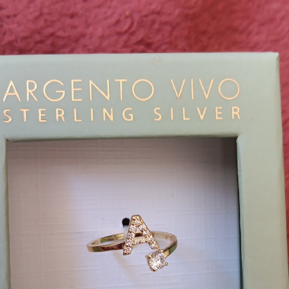 Argento Vivo Gold and Silver Initial Ring - Picture 3 of 3